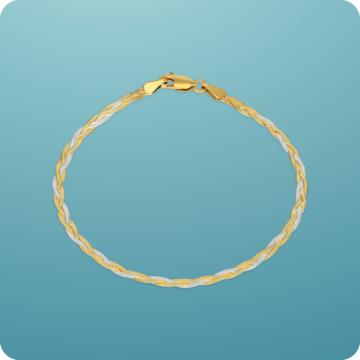 Playful Precision Interlocking Two-Tone Silver Bracelet