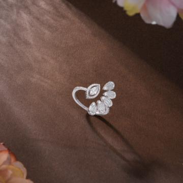 Stellar Semi Floral Adjustable Silver Ring