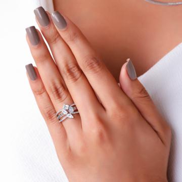 Petite Triple Layered Adjustable Silver Ring