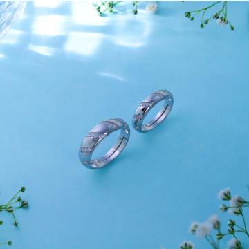 Exuberant White Stone Adjustable Silver Couple Ring