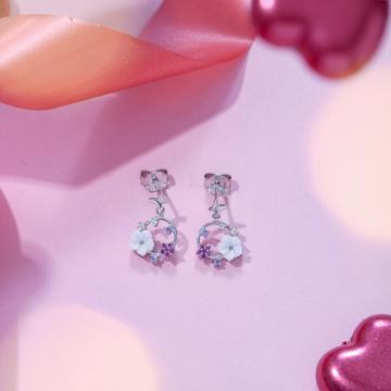 Exquisite Fancy Floral Silver Earrings - Valentine Collection