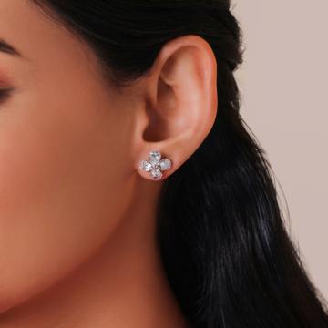 Elegant Heartin Floral Silver Earrings - Valentine Collection