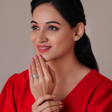 Engraved Single Stone Adjustable Silver Ring - Valentine Collection