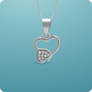 Refulgent Duo Heart Silver Pendant