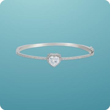Sparkling Sentiment Silver Heart Bracelet