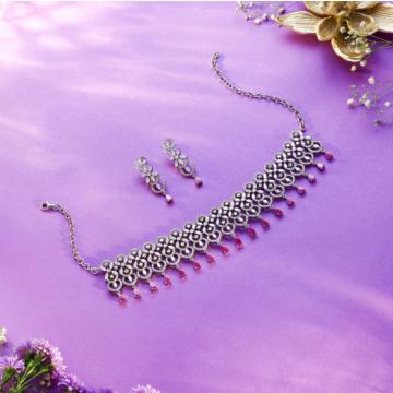 Beguilling Floral Silver Necklace Set