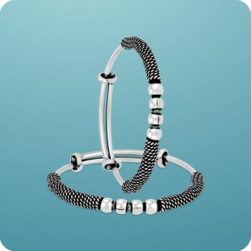 Modern Vintage Silver Bead Bracelet