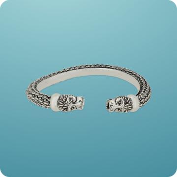 Powerful Presence Lion Head Silver Kada for Men