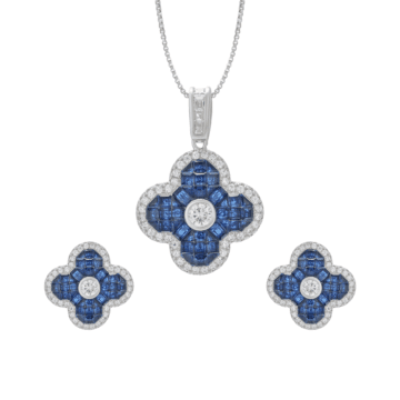 Attractive Fancy Floral Silver Pendant With Earring Set
