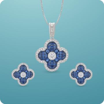 Attractive Fancy Floral Silver Pendant With Earring Set