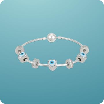 Sassy Evil Eye Adjustable Silver Bracelet