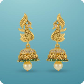 Mesmerizing Peacock With Pearl Silver Earrings