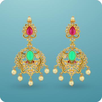 Beauteous Peacock With Pearl Silver Earrings