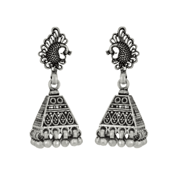 Antique Peacock Silver Earrings
