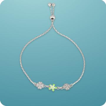 Appealing Triple Floret Adjustable Silver Bracelet