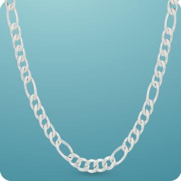 Elegant Figaro Pattern Silver Chain