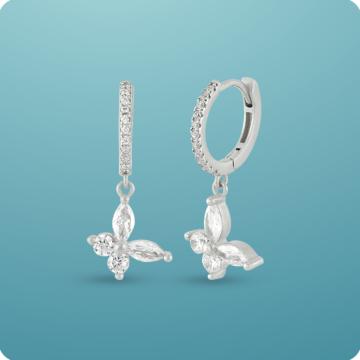 Alluring Butterfly Drops Silver Earrings