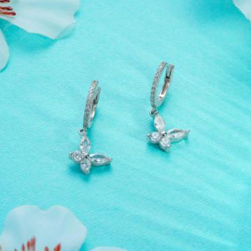 Alluring Butterfly Drops Silver Earrings