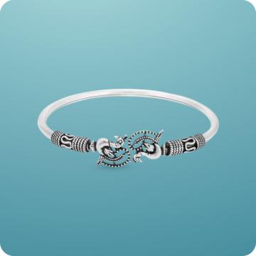 Whisper of Beauty Peacock Design Silver Bracelet