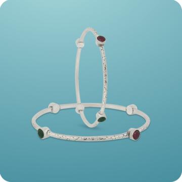 Playful Contrast Red & Green Stone Bangles