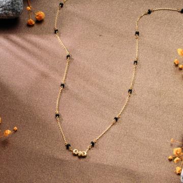Twinkling Fancy Black Beads Silver Mangalsutra Chains