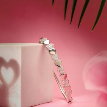 Cupid's Whisper Delicate Heart Silver Bracelet - Valentine Collection