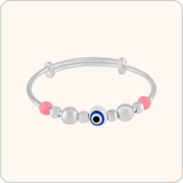Shiny Colorful Evil Eye Silver Bangles