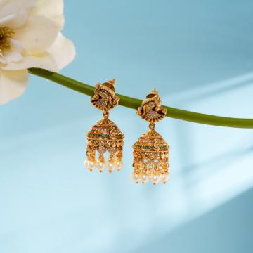 Glamorous Peacock Jhumkas Silver Earrings