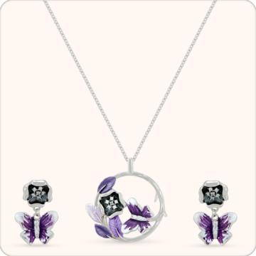 Spring Awakening Silver Necklace Set