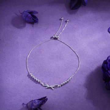 Dazzling Bow Tie Beaded Adjustable Silver Bracelets