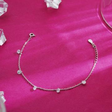 Gleaming White Stone Charms Silver Bracelet
