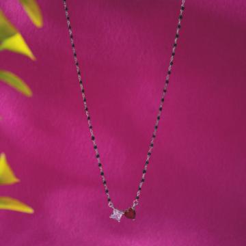 Square-Heart Harmony Silver Mangalsutra