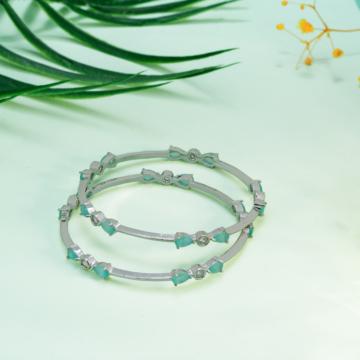 Elegant Pear Cut Stone Silver Bangles
