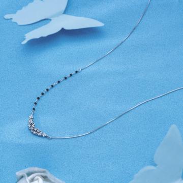 Elegant Silver Floral Charm Mangalsutra