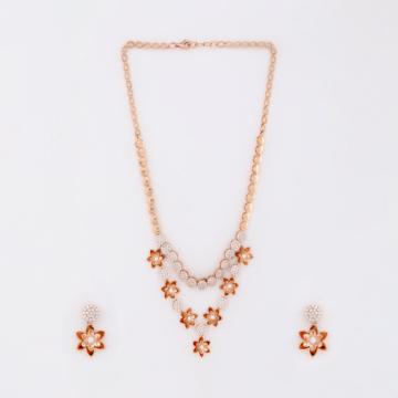 Circular Blossom Silver Necklace Set