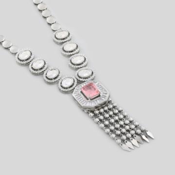 Gleaming Petal Silver Necklace Set