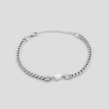 Chic Link With Pearl Silver Bracelet