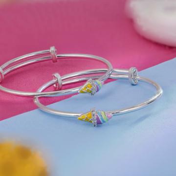 Little Ice Cream Cones Silver Bangles