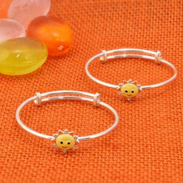 Expressive Smiling Sun Kids Silver Bangles