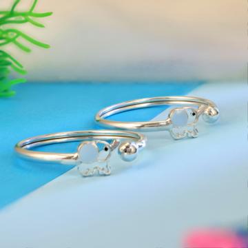 Stylish Elephant Themed Kids Silver Bangles
