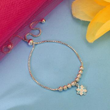 Avant Garde Flower Charm Silver Bracelet