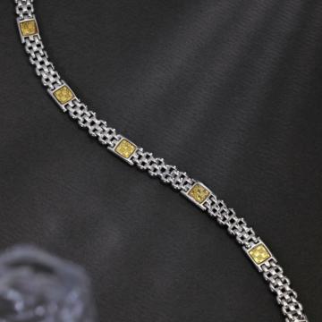 Stunning Golden Enamel Inlays Silver Bracelet