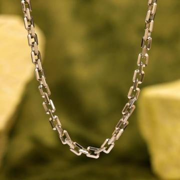 Delicate Rectangular Pattern Silver Chain