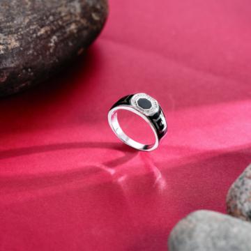 Classic Octagon Pattern Silver Ring