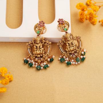 Goddess Lakshmi With Pearl Silver Earrings