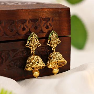 Radiant Goddess Lakshmi Jhumka Silver Earrings