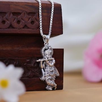 Divine Lord Krishna Silver Pendant
