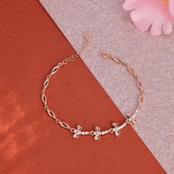 Elegant Rose Gold Finish Silver Bracelet