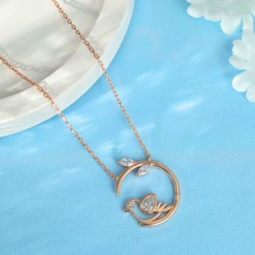 Luminous Leaf With Squirrel Silver Necklace