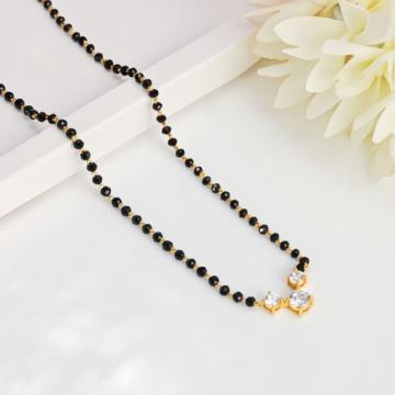 Classic Silver Mangalsutra with Triple Stone Pendant